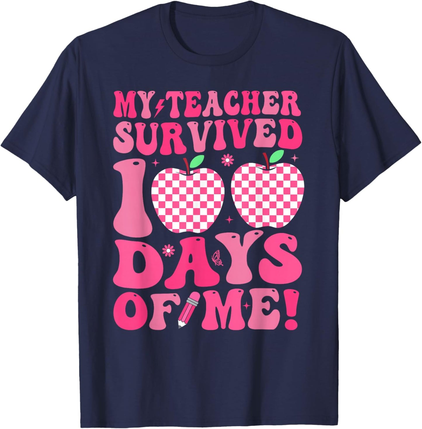 My Teacher Survived 100 Days Boys Kids 100th Day of School T-Shirt - T-Shirt | Navy