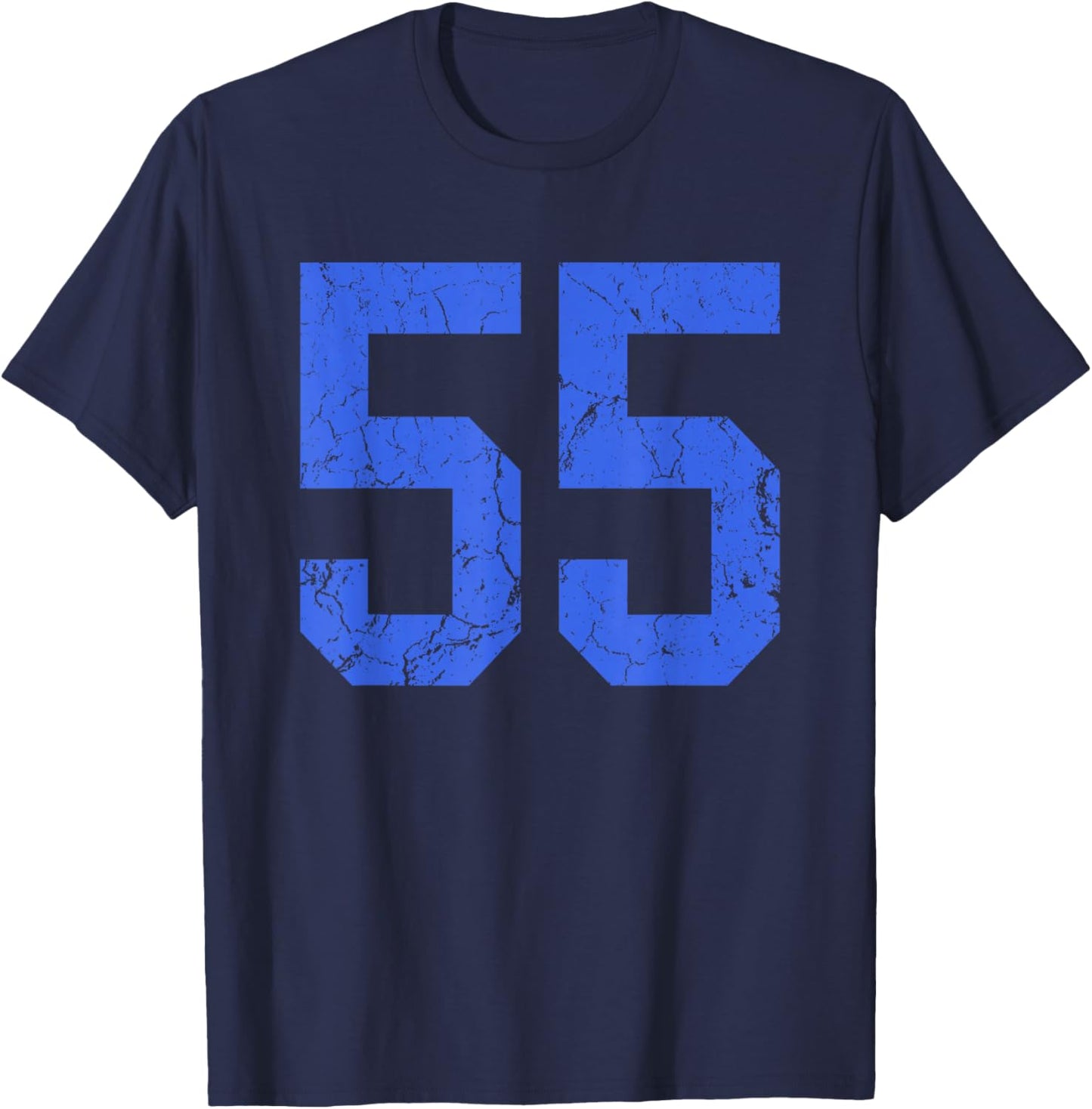 Distressed Royal Blue Number 55 Jersey Player Uniform #55 T-Shirt - T-Shirt | Navy