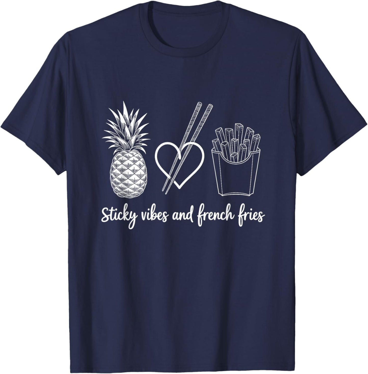 Funny Aesthetic Snack Lover Fries Pineapple Style T-Shirt - T-Shirt | Navy