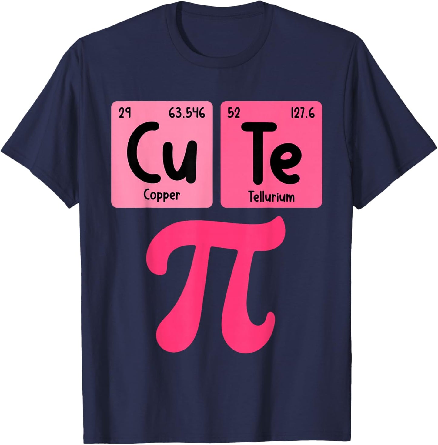 Cutie Pi Day Pink Math Periodic Table Nerd Girl Kid Teacher T-Shirt - T-Shirt | Navy