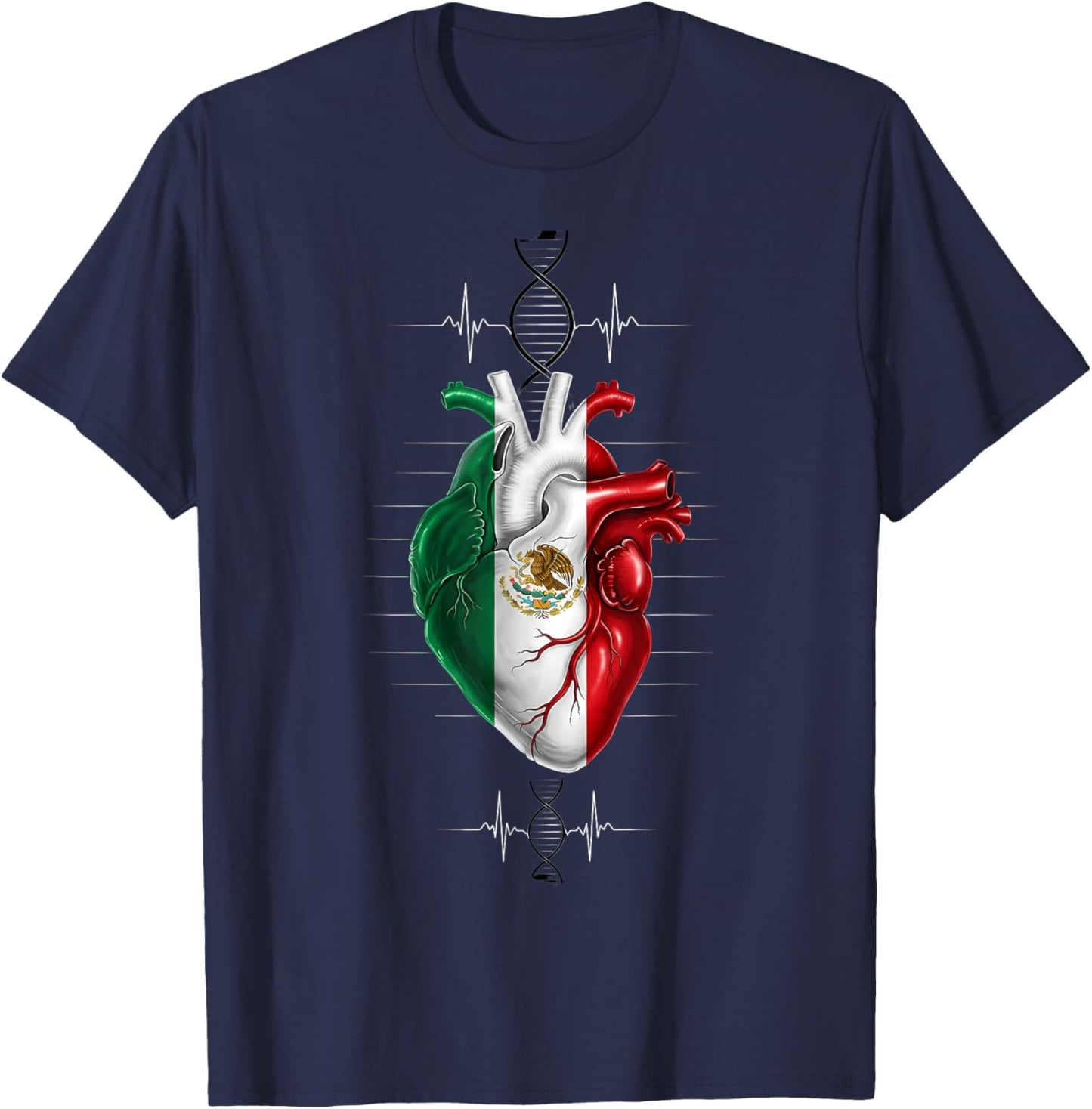 Mexico Flag Mexican Pride Mexican Roots Mexican Flag T-Shirt - T-Shirt | Navy