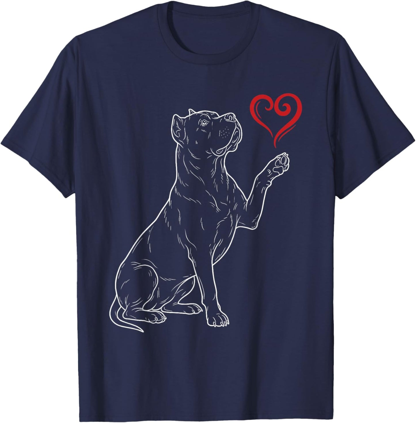 Cane Corso Lover Dog Art Holding Heart Valentines T-Shirt - T-Shirt | Navy