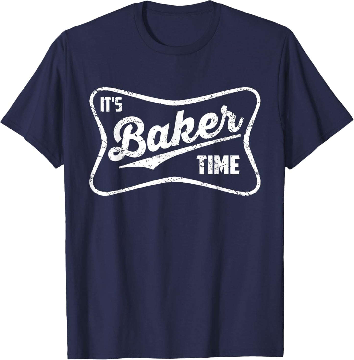 It's Baker Time Funny Beer Drinking Vintage T-Shirt - T-Shirt | Navy
