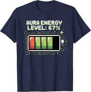 Aura Energy at 67 Funny Six Seven Meme Gen Z Alpha Slang T-Shirt - T-Shirt | Navy
