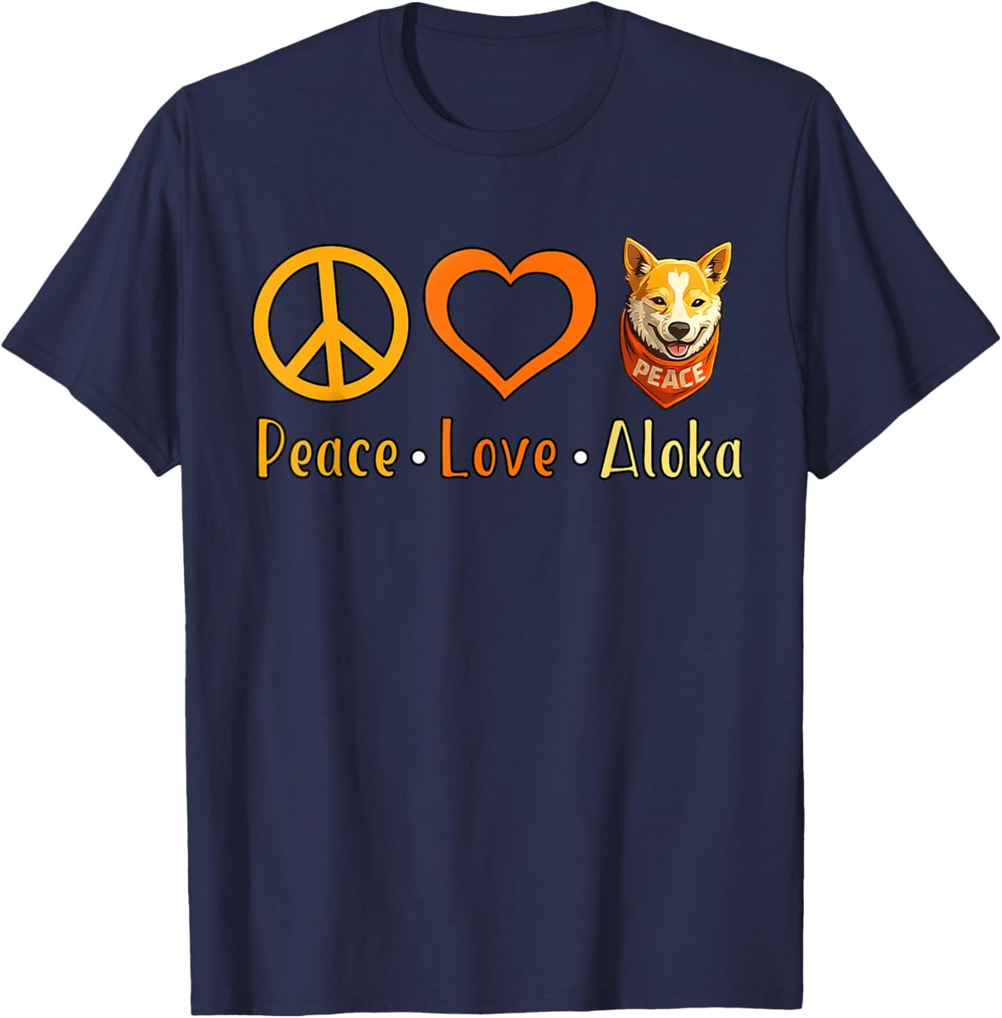 Peace Love Aloka The Peace Dog Women Kids T-Shirt - T-Shirt | Navy