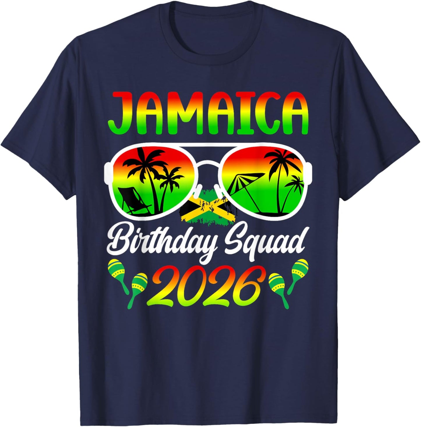 Jamaica Birthday Squad 2026 Jamaica Birthday Trip T-Shirt - T-Shirt | Navy