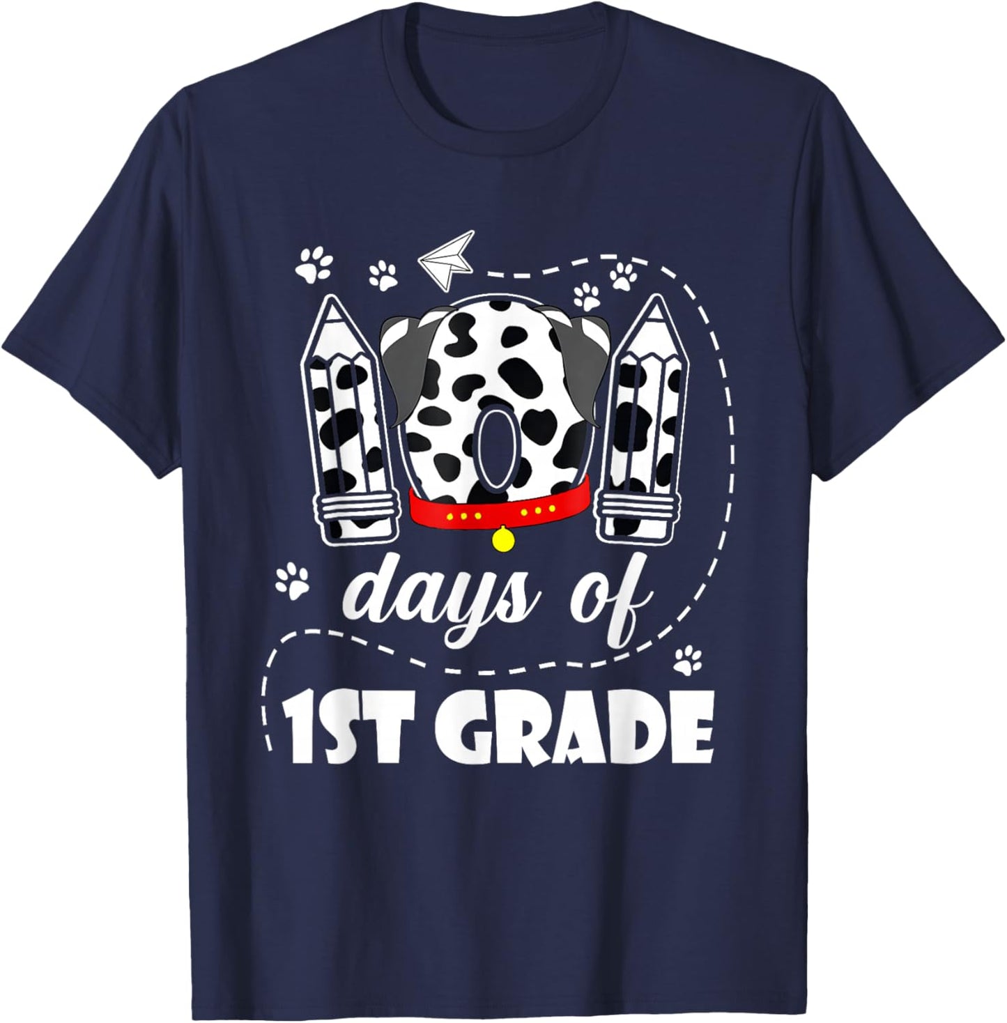 101 Days 1st Grade 100 Days School Dog 100th Day Students T-Shirt - T-Shirt | Navy