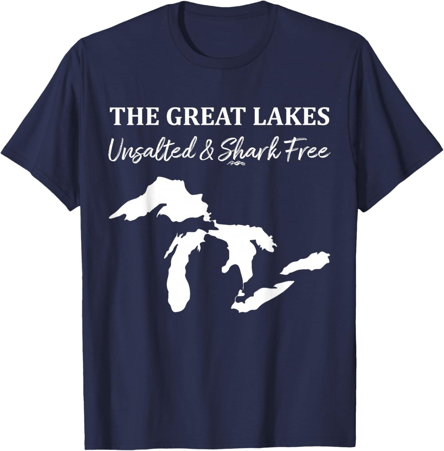 The Great Lakes Unsalted & Shark Free Michigan Superior Map T-Shirt - T-Shirt | Navy