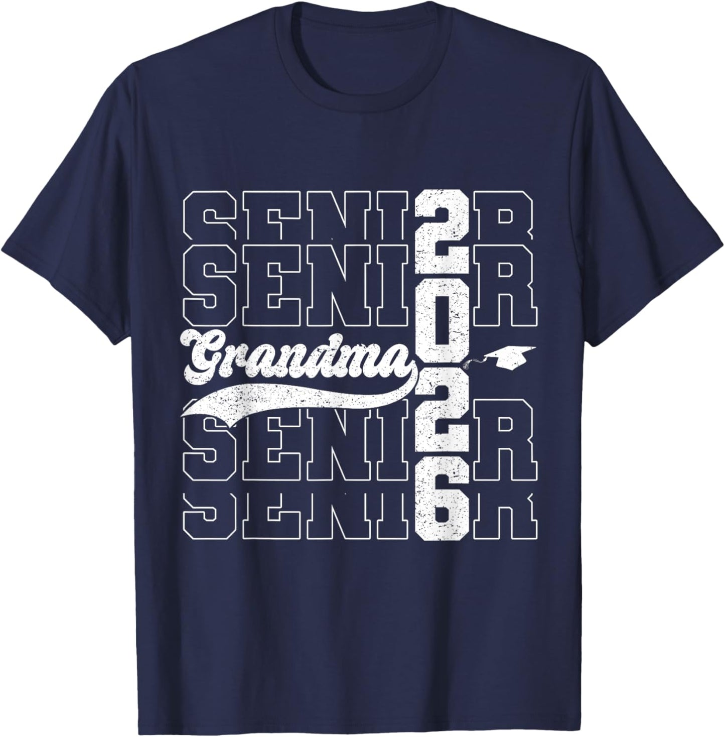 Proud Grandma of A Senior 2026 Class of 2026 Graduate Family T-Shirt - T-Shirt | Navy