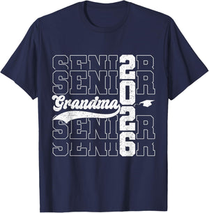 Proud Grandma of A Senior 2026 Class of 2026 Graduate Family T-Shirt - T-Shirt | Navy