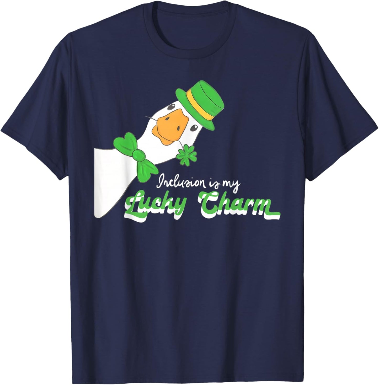 Inclusion is My Lucky Charm St. Patrick's Day SPED Teacher T-Shirt - T-Shirt | Navy