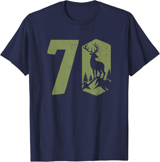 Hunter 70th Birthday Hunt Anniversary Deer Hunting T-Shirt - T-Shirt | Navy