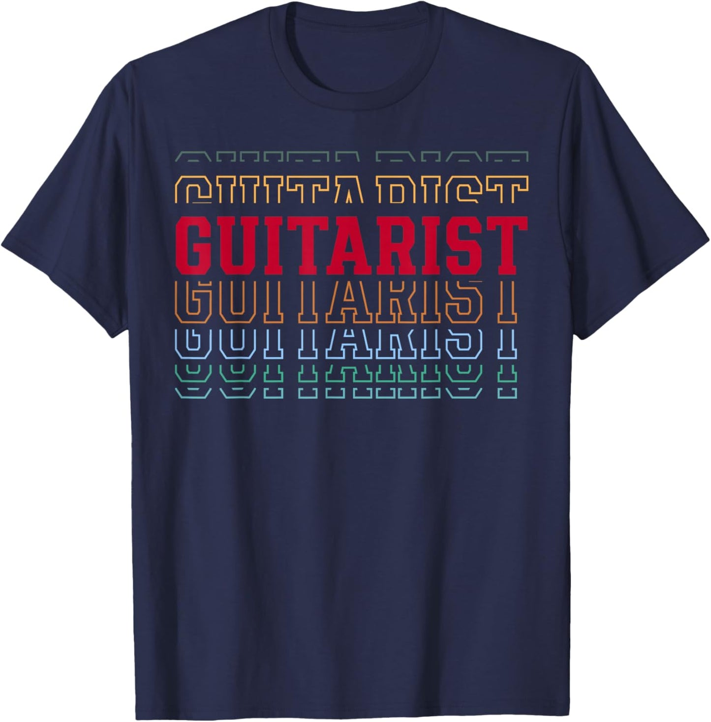 Guitarist Funny Layered Text Guitar Lover Men Women Kids T-Shirt - T-Shirt | Navy