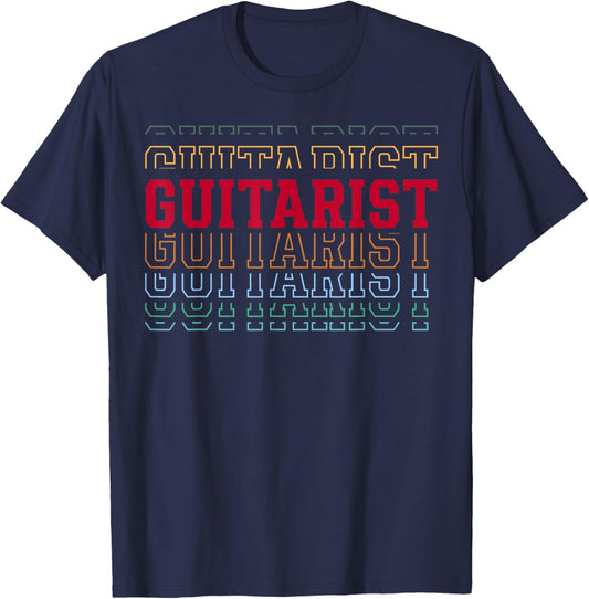 Guitarist Funny Layered Text Guitar Lover Men Women Kids T-Shirt - T-Shirt | Navy