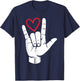 I Love You Sign Language Valentine's Day ASL Heart T-Shirt - T-Shirt | Navy