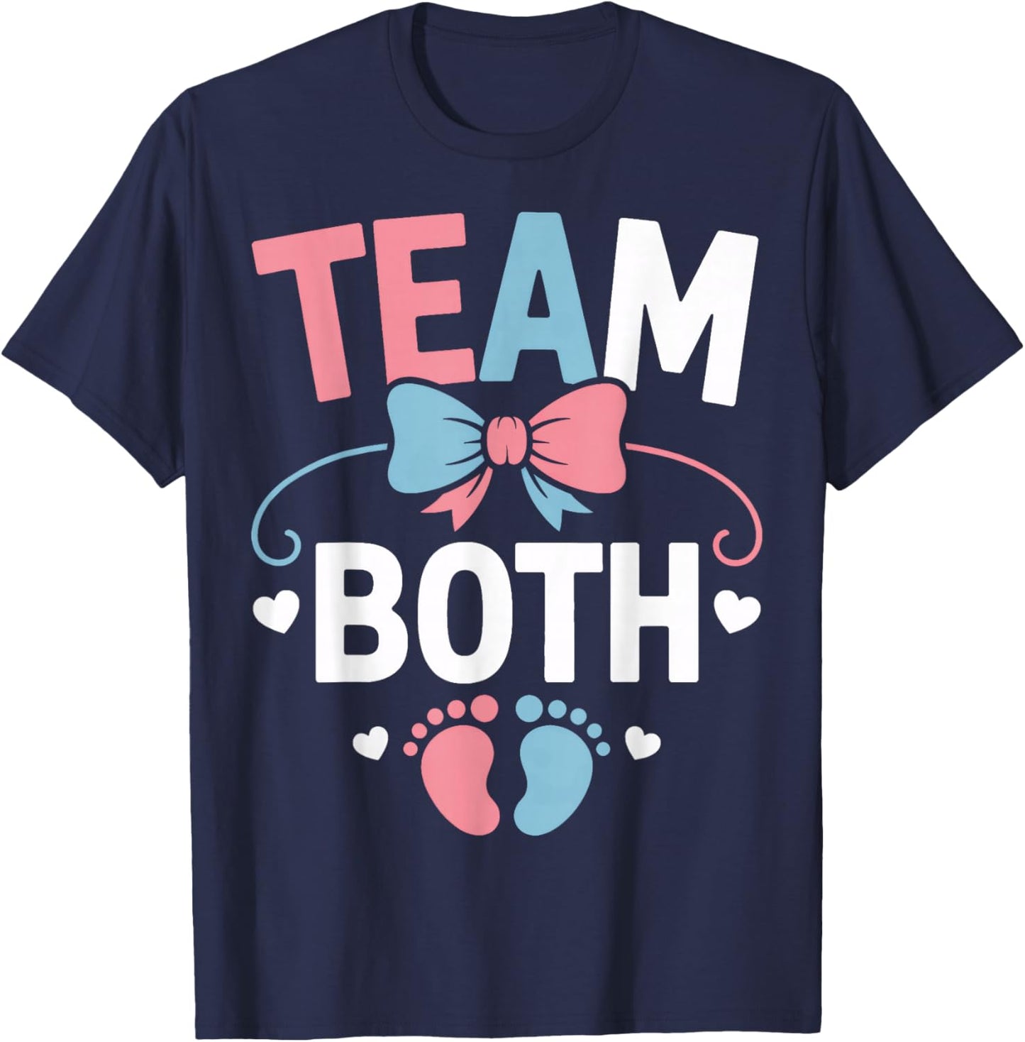 Gender Reveal Team Both Fun Family Pregnancy Reveal Party T-Shirt - T-Shirt | Navy