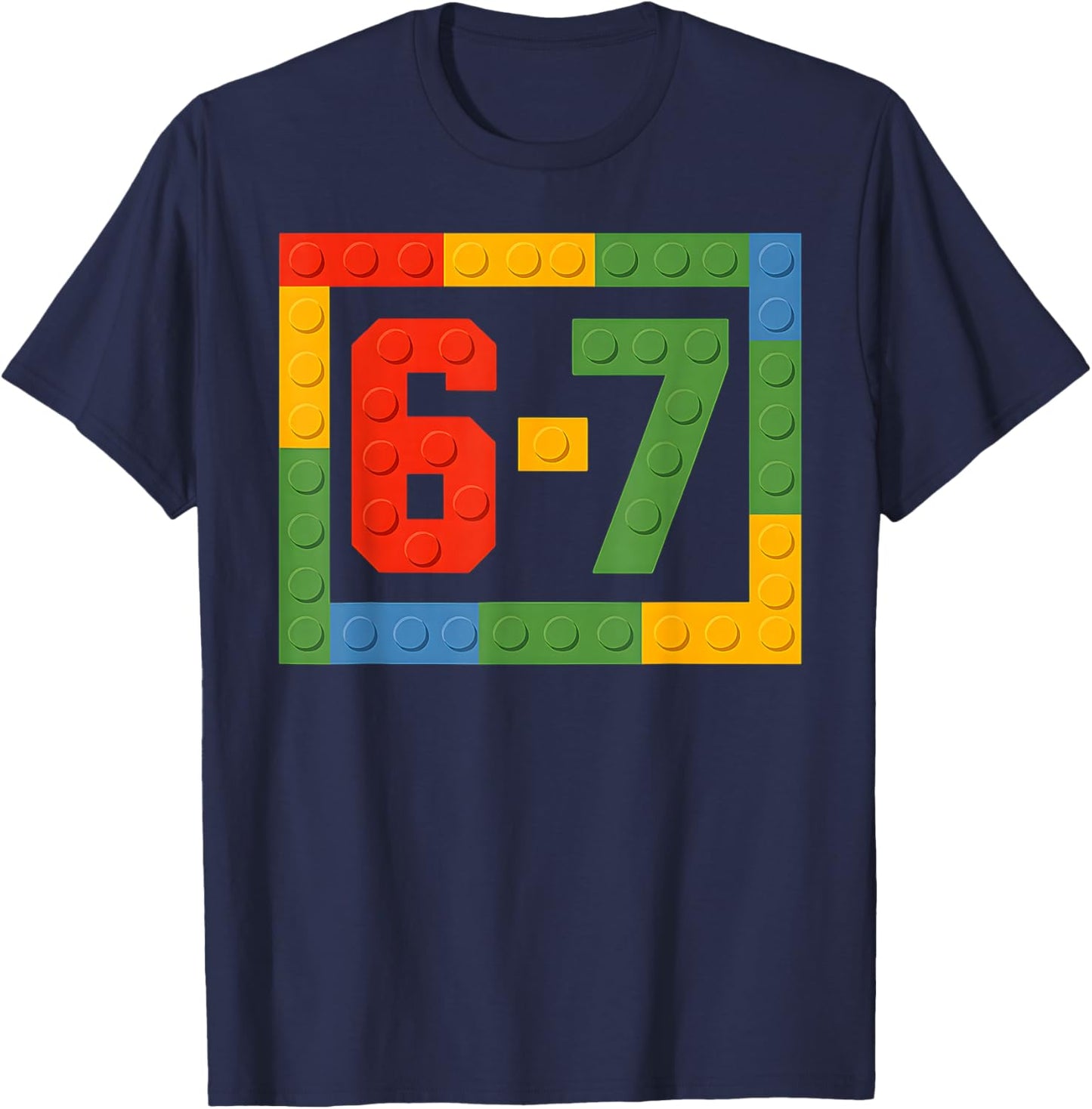 67 Building Blocks for Kids Boys Six Seven Funny 6-7 Meme T-Shirt - T-Shirt | Navy