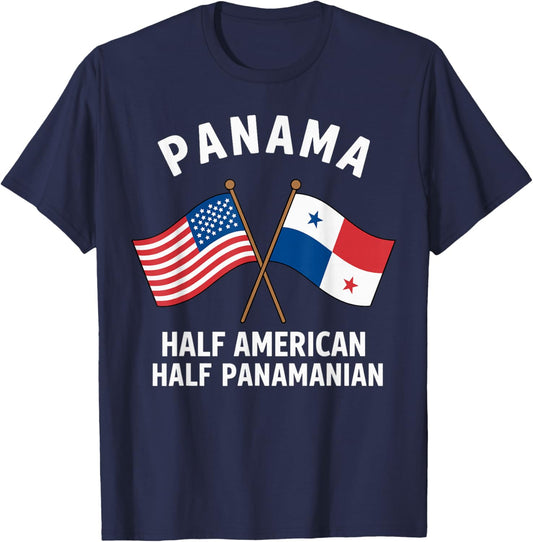Half American Half Panamanian American Panama Heritage T-Shirt - T-Shirt | Navy