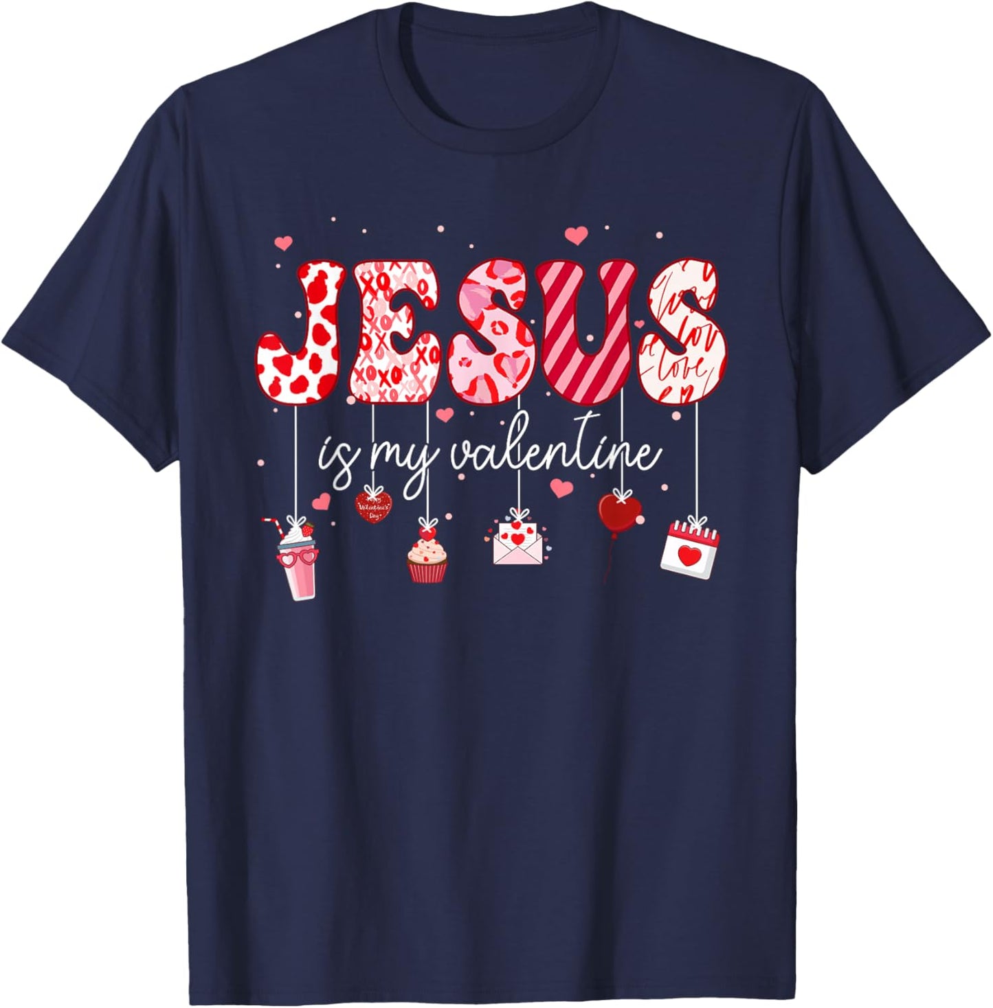 Retro Jesus is My Valentine Religious Bible Christian Women T-Shirt - T-Shirt | Navy