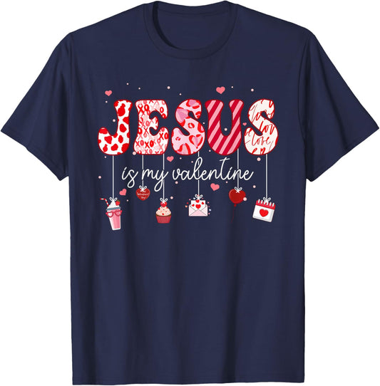 Retro Jesus is My Valentine Religious Bible Christian Women T-Shirt - T-Shirt | Navy