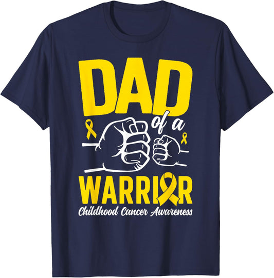Dad of A Childhood Cancer Warrior Childhood Cancer Awareness T-Shirt - T-Shirt | Navy