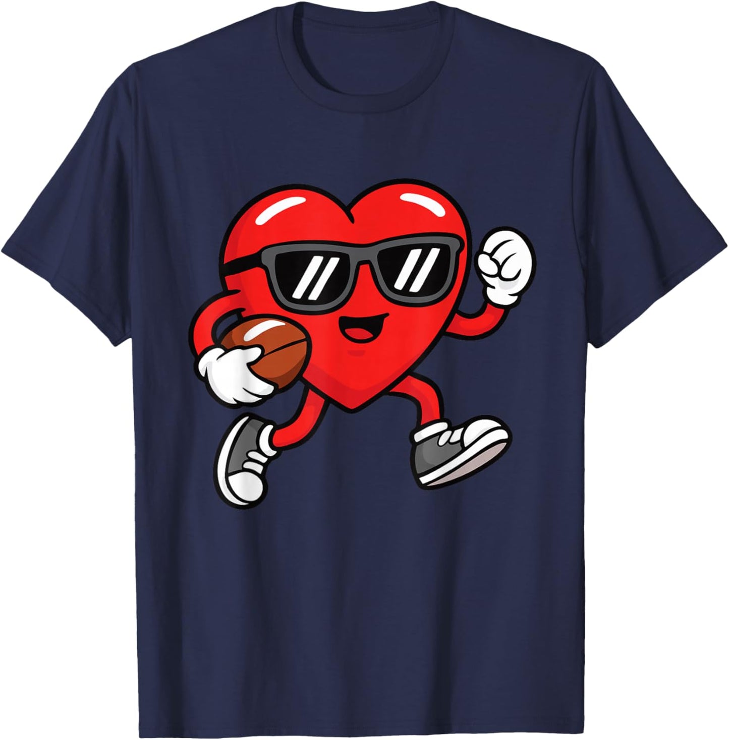 Funny Football Valentines Day Heart Boys Sports Love T-Shirt - T-Shirt | Navy