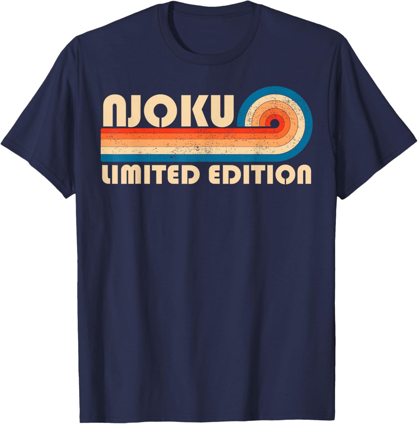 NJOKU Retro 70s 80s Sunset Stripe T-Shirt - T-Shirt | Navy