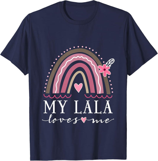 My Lala Loves Me Granddaughter Rainbow T-Shirt - T-Shirt | Navy