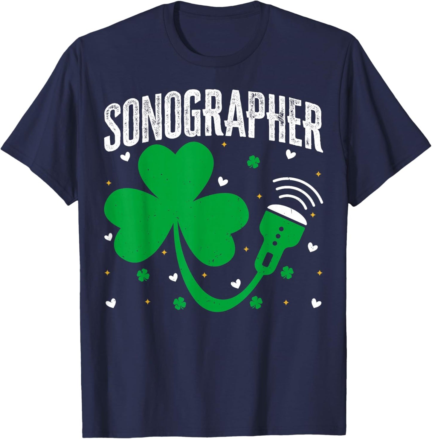 Ultrasound Tech Sonographer St Patricks Day Sonography T-Shirt - T-Shirt | Navy