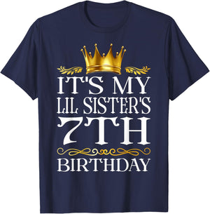 It's My Lil Sister's 7th Birthday Happy 7 Years Old T-Shirt - T-Shirt | Navy