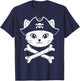 Pirate Cat Face Crossbones Cute Kitten Women Girls Kids Men T-Shirt - T-Shirt | Navy