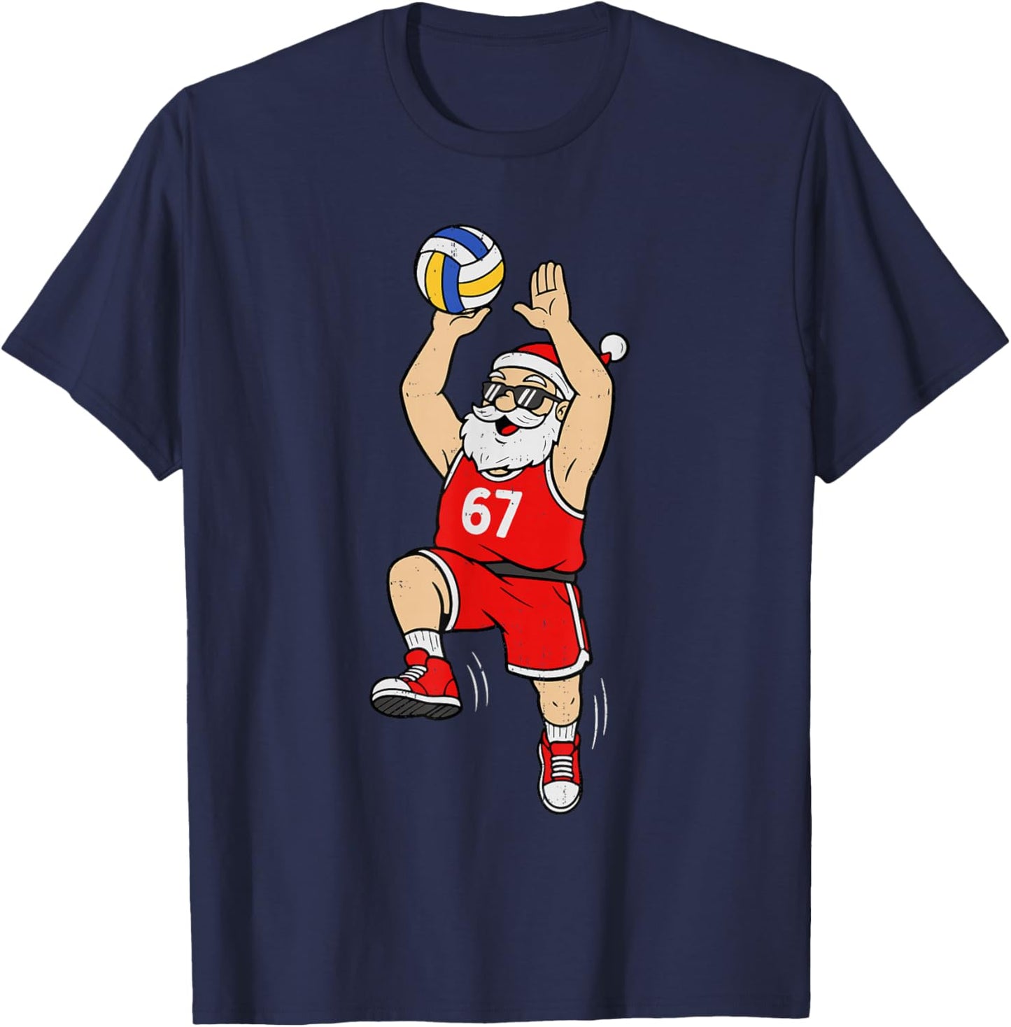 67 Volleyball Santa Six Seven Meme Christmas Sport Boys T-Shirt - T-Shirt | Navy