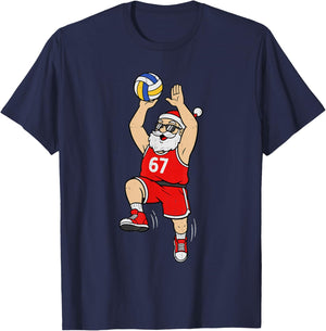 67 Volleyball Santa Six Seven Meme Christmas Sport Boys T-Shirt - T-Shirt | Navy
