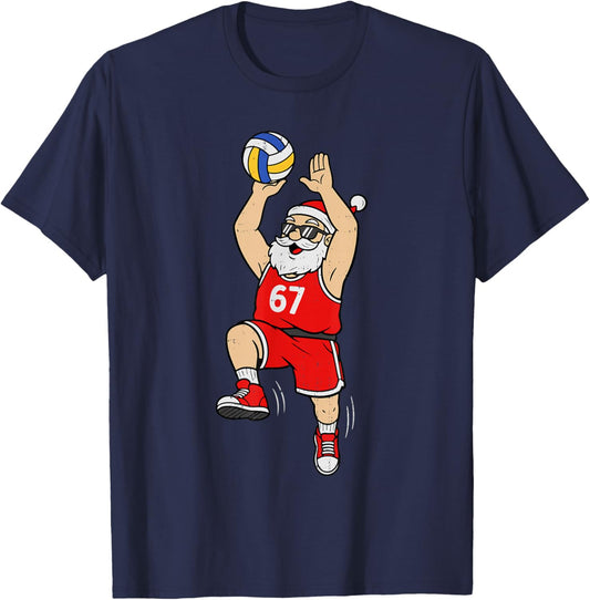 67 Volleyball Santa Six Seven Meme Christmas Sport Boys T-Shirt - T-Shirt | Navy