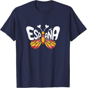 Spain Espana Butterfly - Spanish Flag Colors Souvenir T-Shirt - T-Shirt | Navy