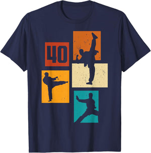 40th Birthday Karate Taekwondo 40 Years Old Man Martial Arts T-Shirt - T-Shirt | Navy