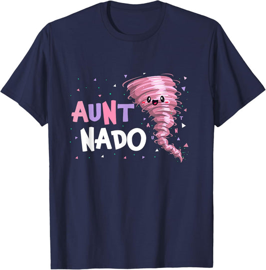 Aunt Nado Tornado Birthday Party Decorations Pink Tornado T-Shirt - T-Shirt | Navy