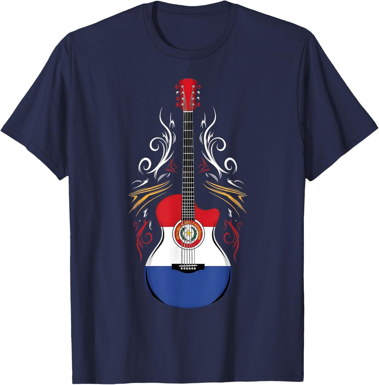 Paraguay Roots Guitar Paraguayan Flag T-Shirt - T-Shirt | Navy