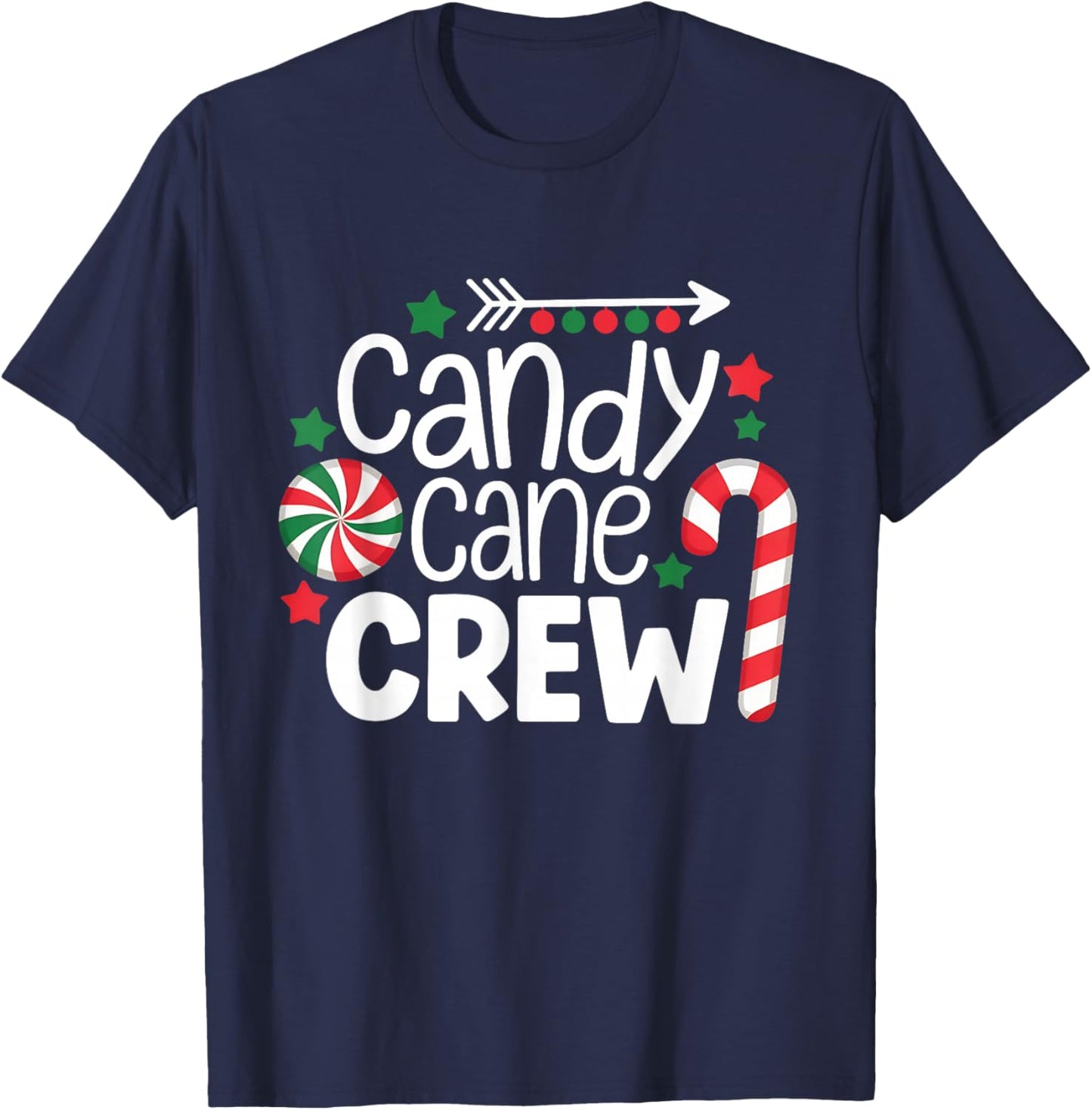Christmas Candy Cane Crew Shirt Women Girls Boys Kids Xmas T-Shirt - T-Shirt | Navy
