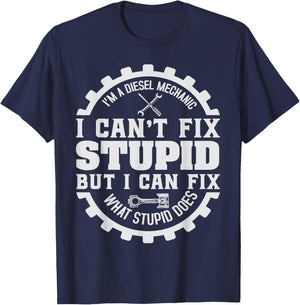 Car Mechanic Garage Guy Funny Diesel Engine Automotive T-Shirt - T-Shirt | Navy