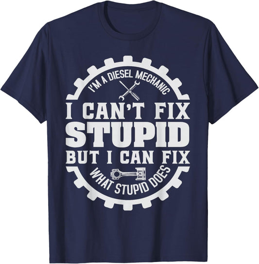 Car Mechanic Garage Guy Funny Diesel Engine Automotive T-Shirt - T-Shirt | Navy