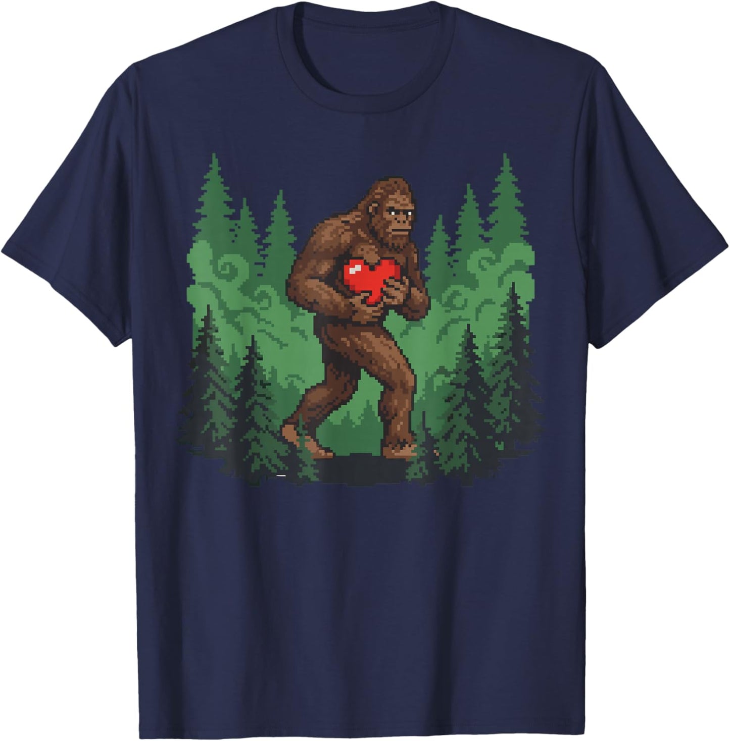 Funny Bigfoot Heart Love Valentines Day Boys Men T-Shirt - T-Shirt | Navy