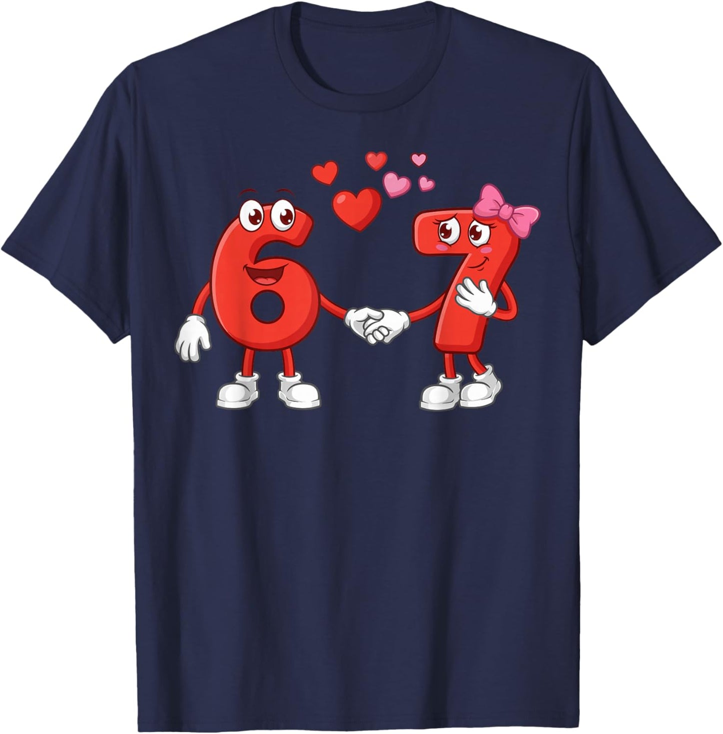Six Seven Meme 6 7 Hearts Couple Matching 67 Valentines T-Shirt - T-Shirt | Navy