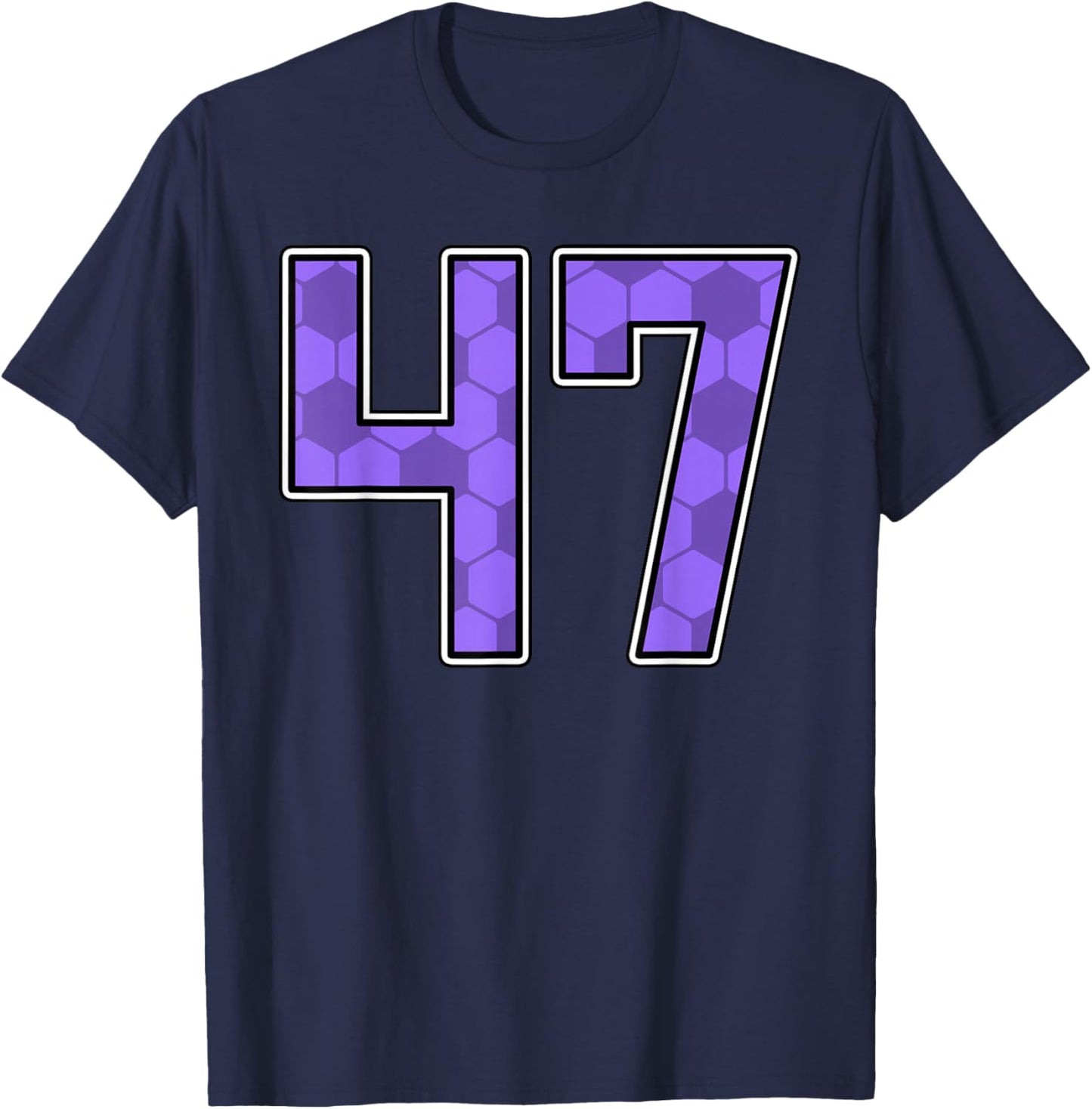 Purple Soccer Pattern Number 47 Jersey Player Uniform #47 T-Shirt - T-Shirt | Navy