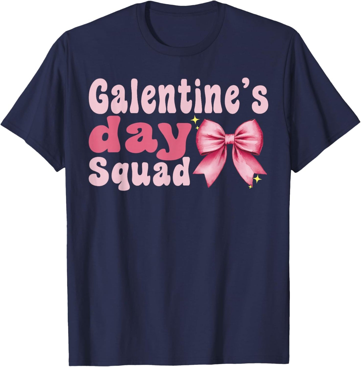 Galentine Day Squad Heart Coquette Bow Valentine's T-Shirt - T-Shirt | Navy