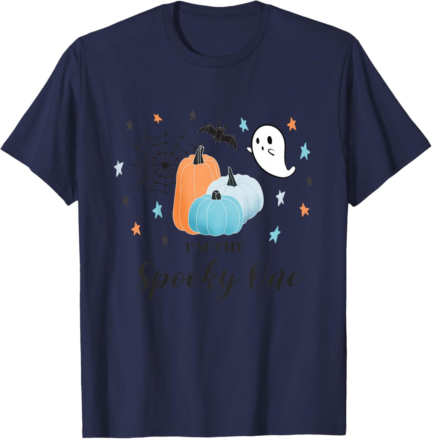 Kids I'm The Spooky One First Birthday Blue Pumpkin Halloween 1 T-Shirt - T-Shirt | Navy