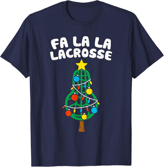 Funny FA La Lacrosse Christmas Lax Player Goalie Team Sport T-Shirt - T-Shirt | Navy