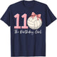 11th Birthday Girl Volleyball Ball Coquette Pink 11 T-Shirt - T-Shirt | Navy