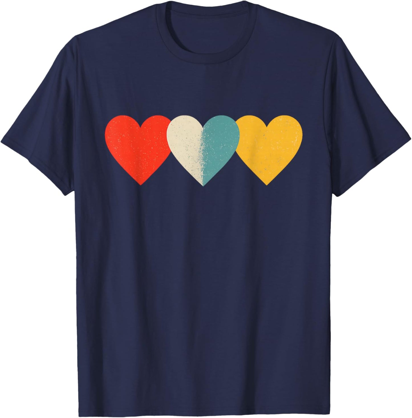 Vintage Hearts Cool Retro Valentines Day Men T-Shirt - T-Shirt | Navy
