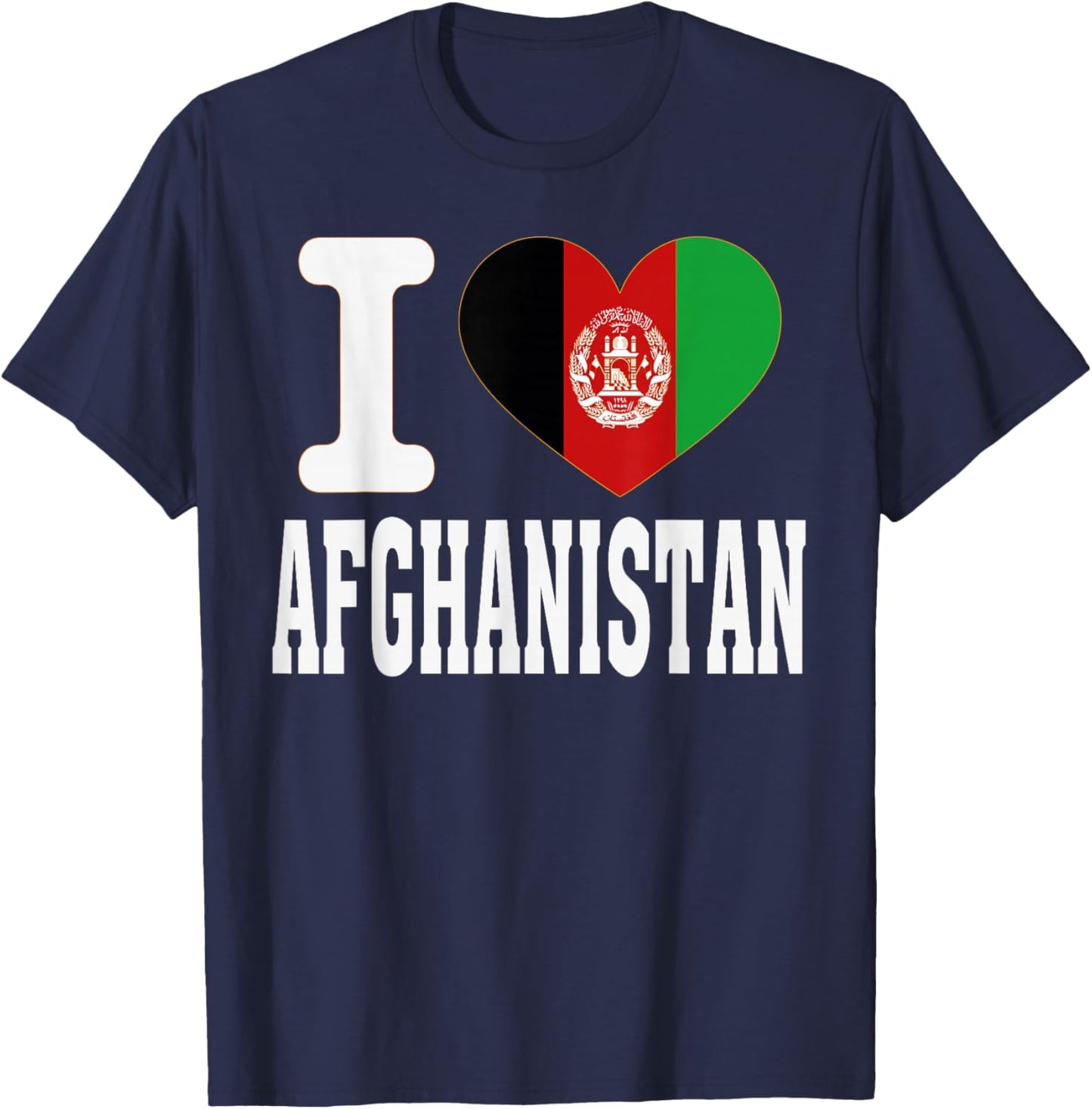 I Love Afghanistan Heart Souvenir Lovers Pride Travel T-Shirt - T-Shirt | Navy